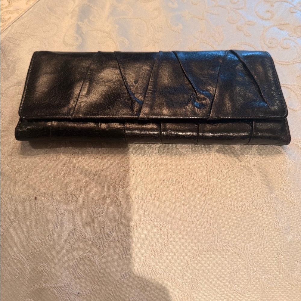 HOBO Black Leather Trifold Wallet